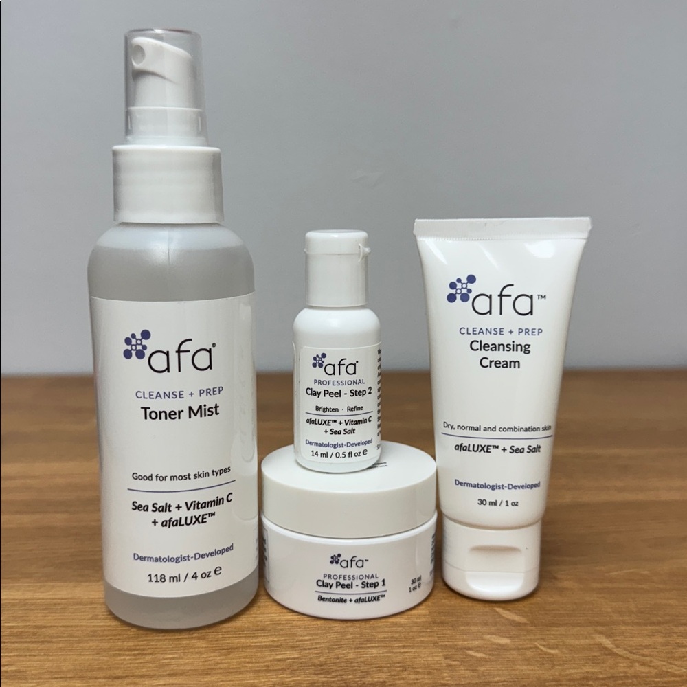 4 pc set AFA Toner Mist Cleansing cream Clay Peel new seal